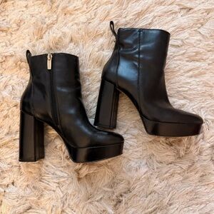 Vince Camuto Black Platform Block Heel Ankle Boots